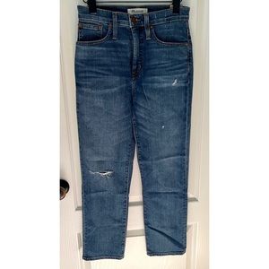 Madewell Classic Straight Leg Denim Distressed Blue Jeans NWT New Size 25